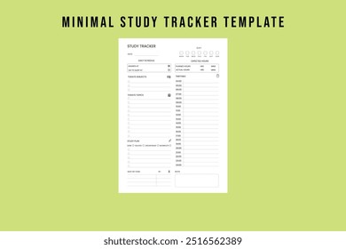 Minimal Study Tracker Template | Simple and Effective Study Log