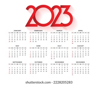 minimal style 2023 office calendar template design vector 