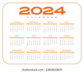 minimal style 2024 new year calendar template a printable design vector