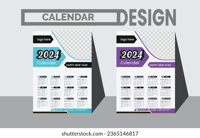 Minimal style 2024 page calendar for new year