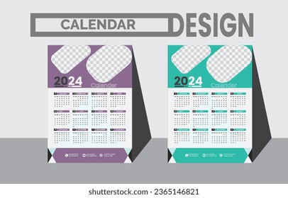 Minimal style 2024 page calendar for new year