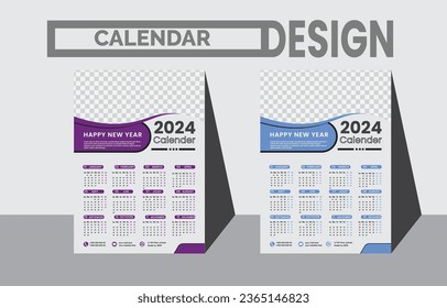 Minimal style 2024 page calendar for new year