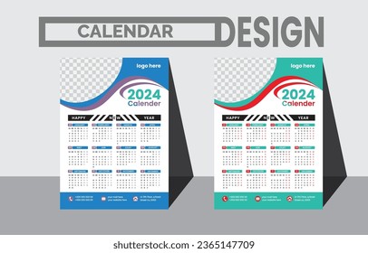 Minimal style 2024 page calendar for new year