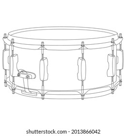 Minimal style black outline drawing vector illustration of a snare drum, for projects connected to music and musicians, especially drummers.