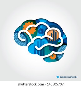 Minimal style Brain Icon Illustration with Creative Business Concept