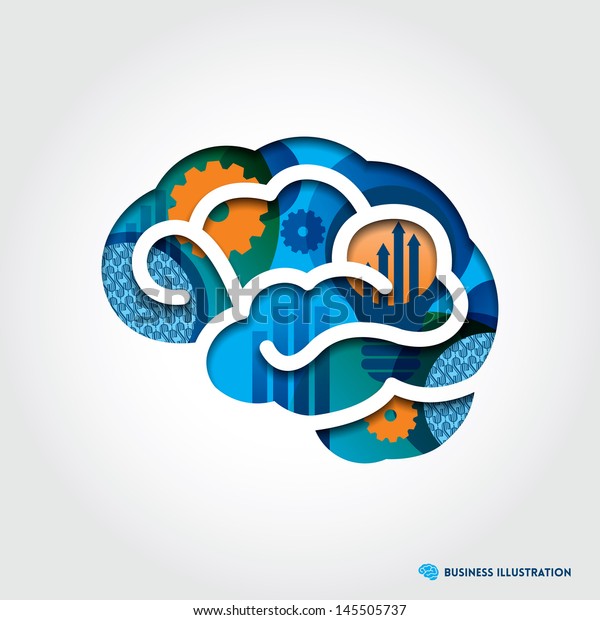 Minimal Style Brain Icon Illustration Creative Stock Vector (Royalty ...