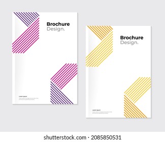 Minimal style brochure, leaflet template design set. Dynamic abstract line shapes on white background. A4 blank paper. Vector eps10