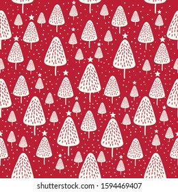 Minimal Style Christmas Tree Seamless Pattern Wallpaper Background