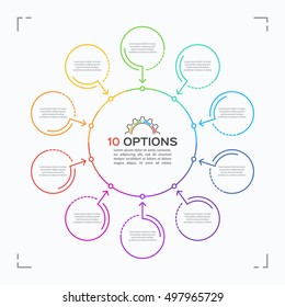 Minimal Style Circle Infographic Template With 10 Options