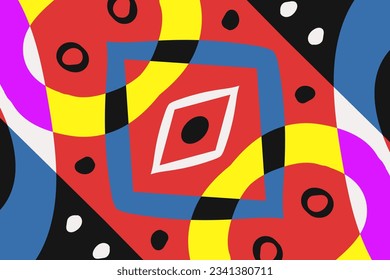 Minimal style composition. Abstract color trendy shapes. Banner and poster design. Modern contemporary trendy illustration. Abstract hand drawn background with different color geometric objects.