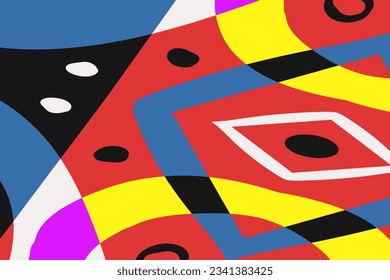 Minimal style composition. Abstract color trendy shapes. Banner and poster design. Modern contemporary trendy illustration. Abstract hand drawn background with different color geometric objects.