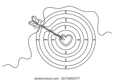 Desenho de linha contínua de estilo mínimo do alvo com ilustração isolada de seta