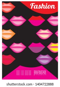 Minimal style cover design in Eps10 vector with many lips