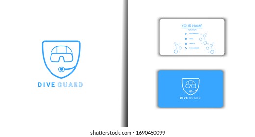 minimal style of dive logo, set with business card. vector design isolated