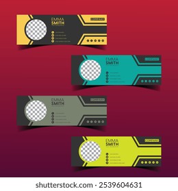 Minimal style email signature card template in horizontal design