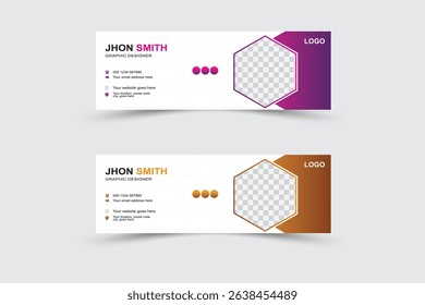 minimal style email signature card template in horizontal design