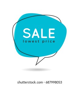Minimal style flat speech bubble shaped banner, price tag, sticker, badge. Vector illustration.