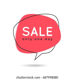 Minimal style flat speech bubble shaped banner, price tag, sticker, badge. Vector illustration.