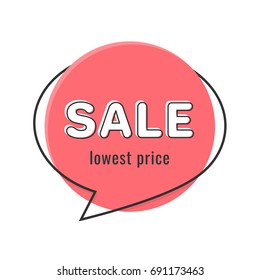 Minimal style flat speech bubble shaped banner, price tag, sticker, badge. Vector illustration