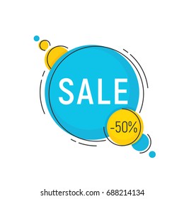 Minimal style flat trendy bubble shaped banner, price tag, sticker, badge. Vector illustration.