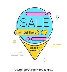 Minimal style flat trendy bubble shaped banner, price tag, sticker, badge. Vector illustration.