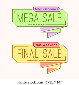 Minimal style flat trendy bubble shaped banner, price tag, sticker, badge. Vector illustration.