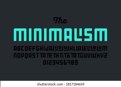 Minimal style font design, alphabet letters, numbers and ligatures vector illustration