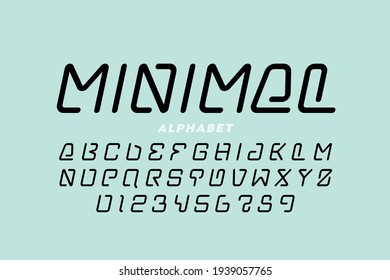 Minimal style font design, alphabet letters and numbers vector illustration