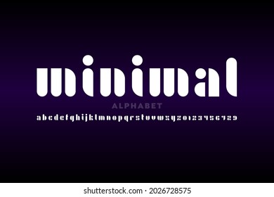 Minimal style font design, alphabet letters and numbers vector illustration