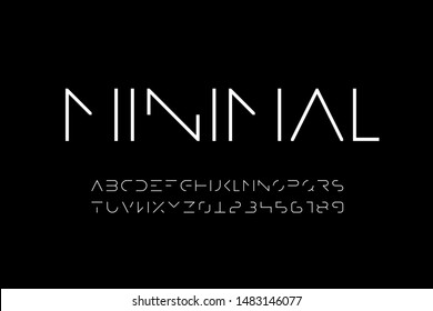 Minimal Style Font, Minimalistic Alphabet Letters And Numbers, Vector Illustration