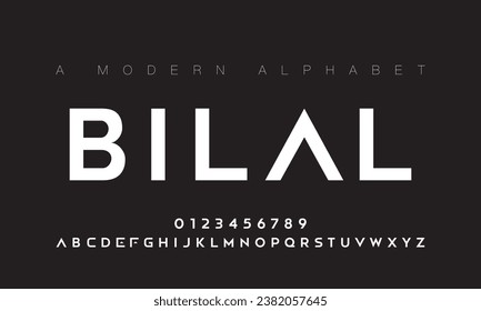 Minimal style font, minimalistic alphabet letters and numbers