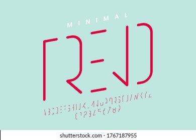 Minimal style font, thin line alphabet, letters and numbers vector illustration
