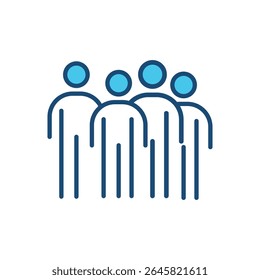 Ícone de grupo de pessoas de estilo mínimo, representando comunidade, equipe ou público, adequado para conscientização sobre saúde, trabalho em equipe, análise populacional ou ilustrações de campanha social, traço editável