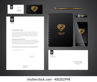 Minimal style heart corporate identity template. Vector illustration.