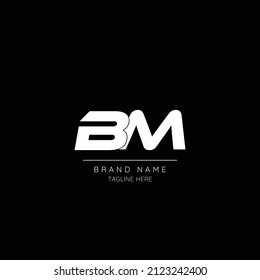 Minimal style icon in black and white color letter BM initial based logo.