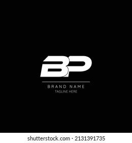 Minimal style icon in black and white color letter BP initial based logo.