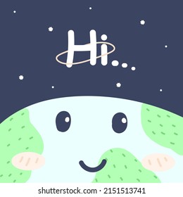Minimal style illustration that embraces the world and greets the people of the world.