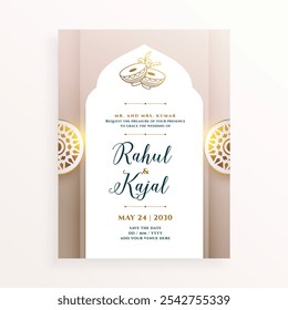 minimal style indian wedding or sagai greeting card for digital post vector 