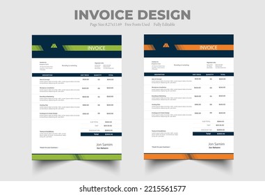 minimal style invoice template vector design