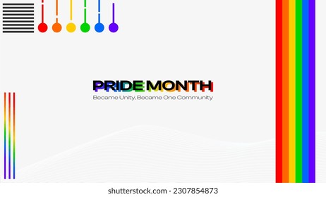 Minimal Style LGBT Pride Presentation Template, Rainbow Lines with White Background