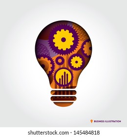 Minimal style Light Bulb shape with Business Idea Concept Illustration