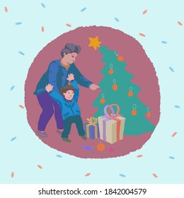 minimal style modern illustration on Christmas and New Year theme