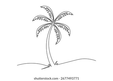 Mínimo estilo palmeira árvore contínua uma linha desenho isolado contorno ilustração