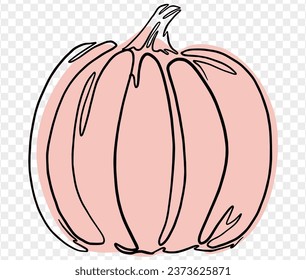Minimaler Kürbis in Handzeichnung einzeln auf transparentem PNG. Ideal für Halloween- und Thanksgiving-Hintergründe. Vektorgrafik 