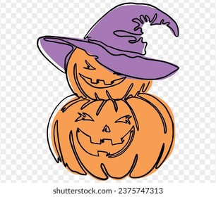 Calabaza de estilo mínimo en el dibujo a mano aislado en PNG transparente. Perfecto para halloween y el Día de Acción de Gracias. Vector 