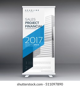 minimal style roll up template presentation in blue color
