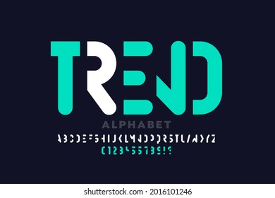 Diseño de tipo de letra redondeado mínimo, letras alfabéticas y ilustración vectorial de números