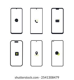 Conjunto de iconos de teléfono móvil de estilo minimalista. Editable, Vector.