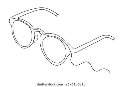 Minimal style sunglasses continuous one line drawing isolated outline artwork