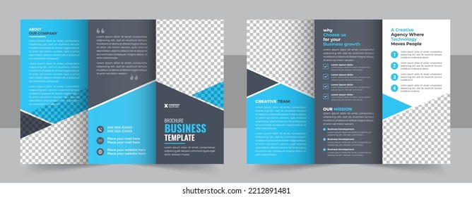 minimal style trifold brochure design template, Corporate business trifold brochure template. Modern, Creative and Professional tri fold brochure design